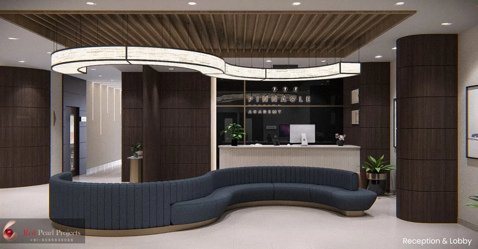 Architectural visualization of the reception waiting area